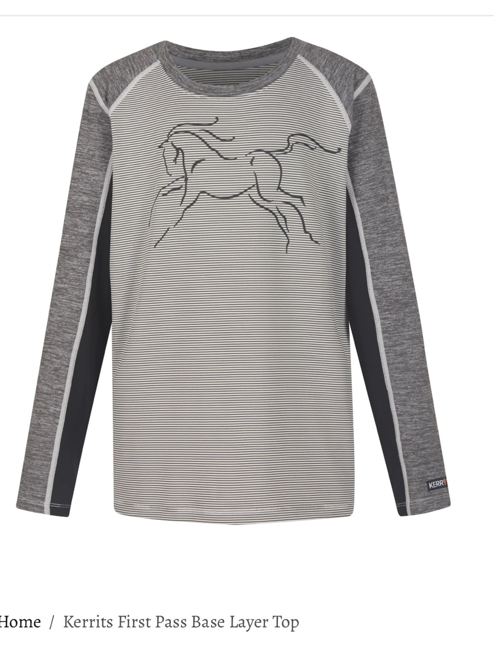 Kerrits pass Gray Striped Horse Long-Sleeve Base Layer girls small